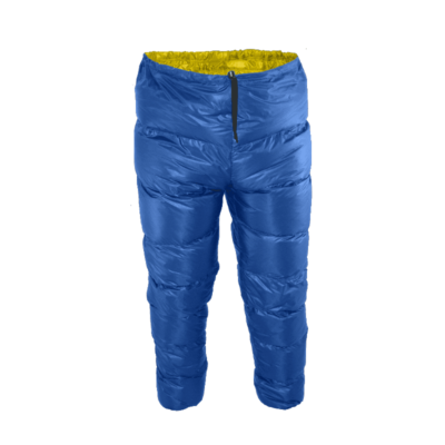Down Pants in Ocean Blue (shell) and Yellow (inner)